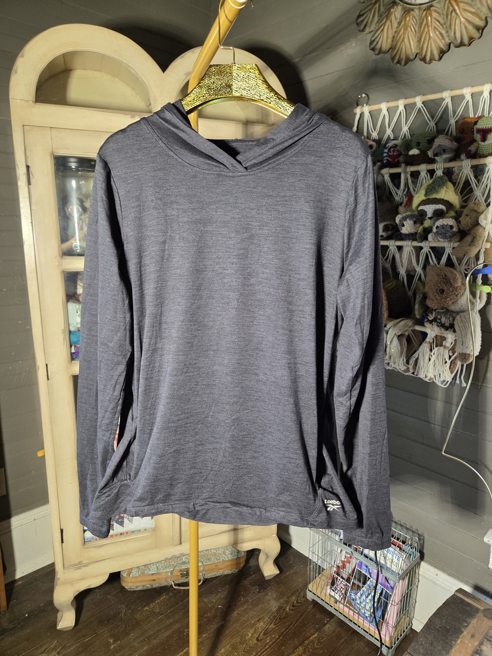 Women's Long-Sleeve Hooded Tee - Charcoal Gray